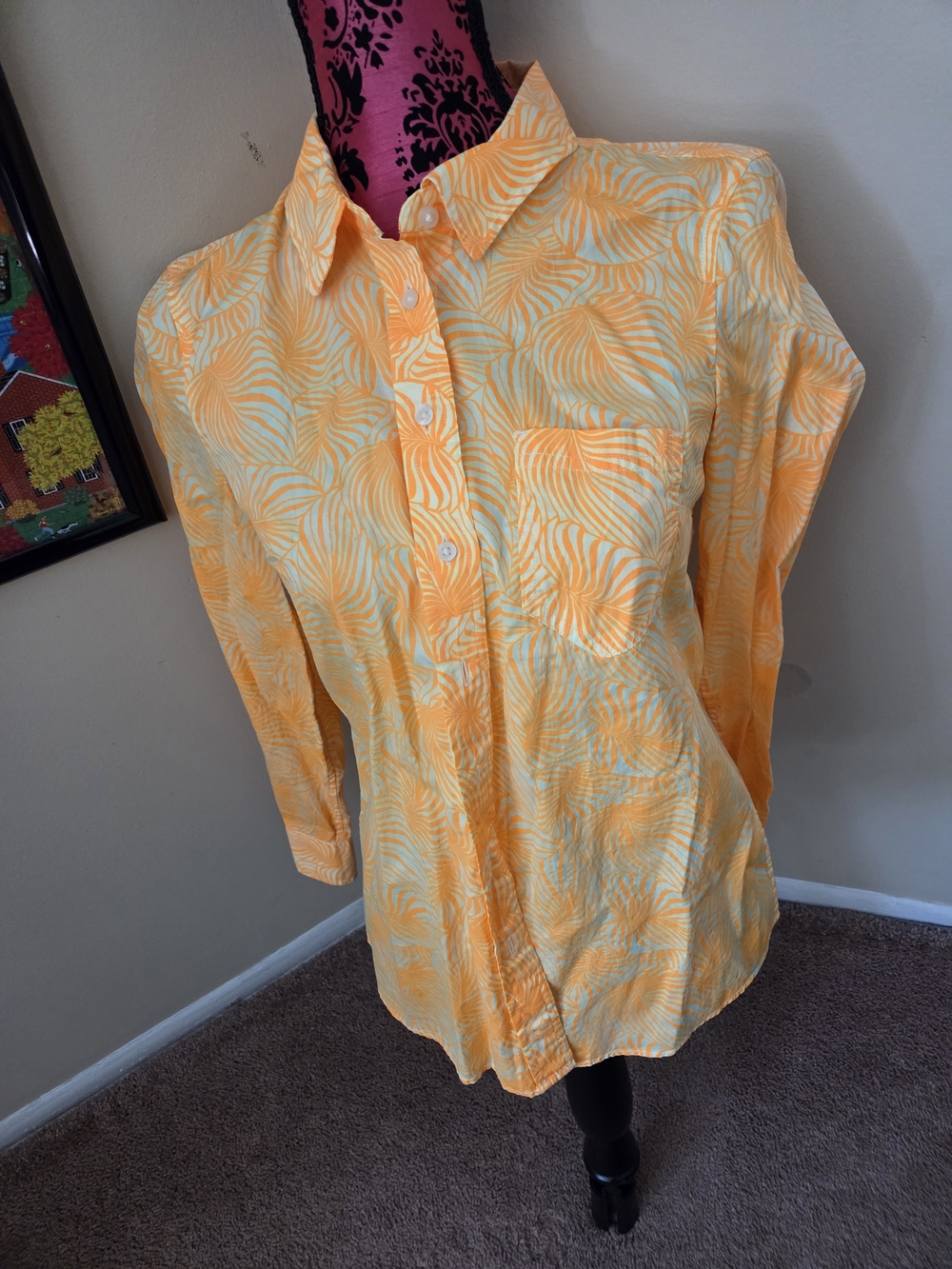 GAP Tropical Print Button-Up Blouse XS NWOT